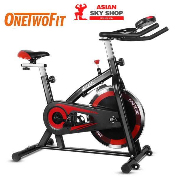 OneTwoFit Indoor Cycling Exercise Bike with Adjustable Handlebars & Seat