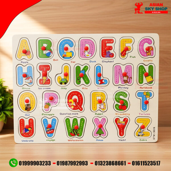 Wooden 3D Alphabet Puzzle Board - Capital ABC Letters