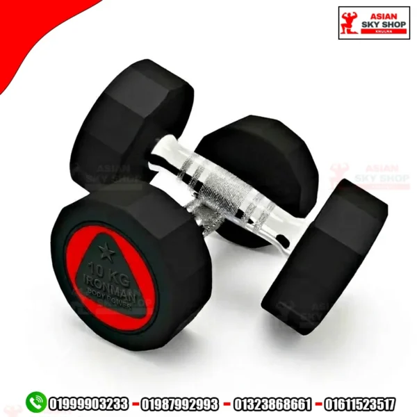 IRON MAN Rubber Dumbbell 10 KG