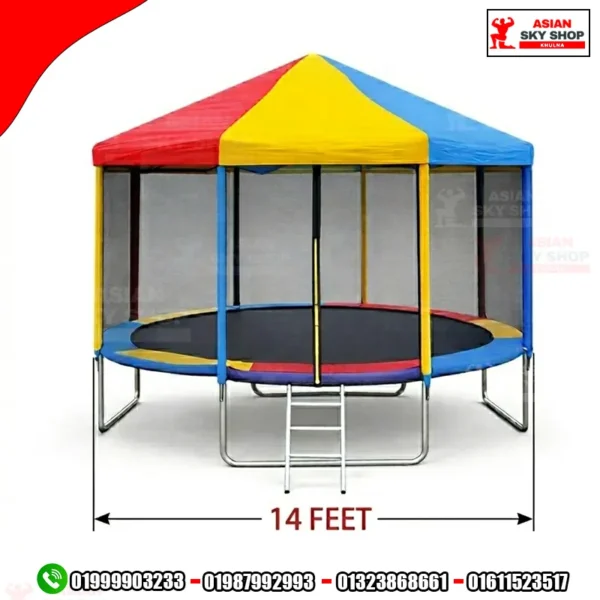 Trampoline with Safety Enclosure & Sunshade Tent 14ft