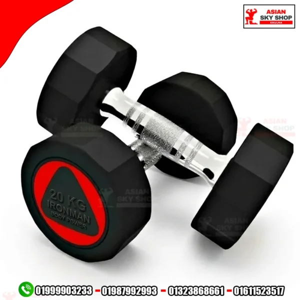 IRON MAN Rubber Dumbbell 20 KG