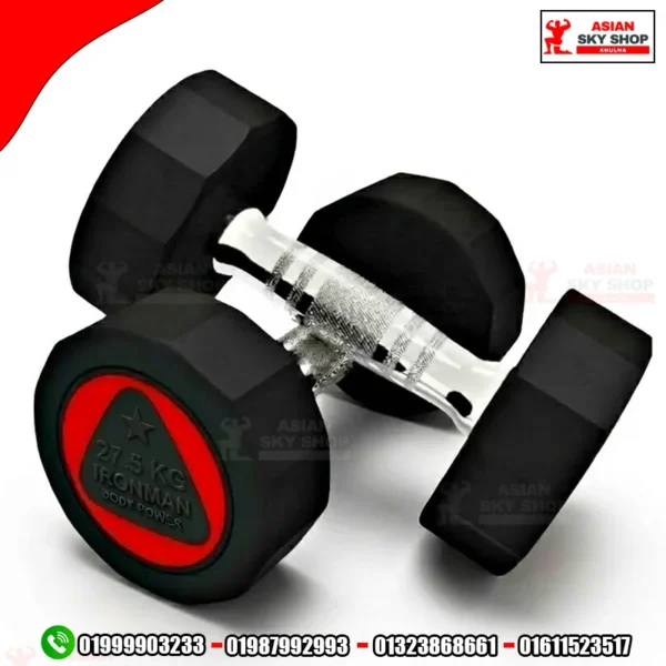 IRON MAN Rubber Dumbbell 27.5 KG