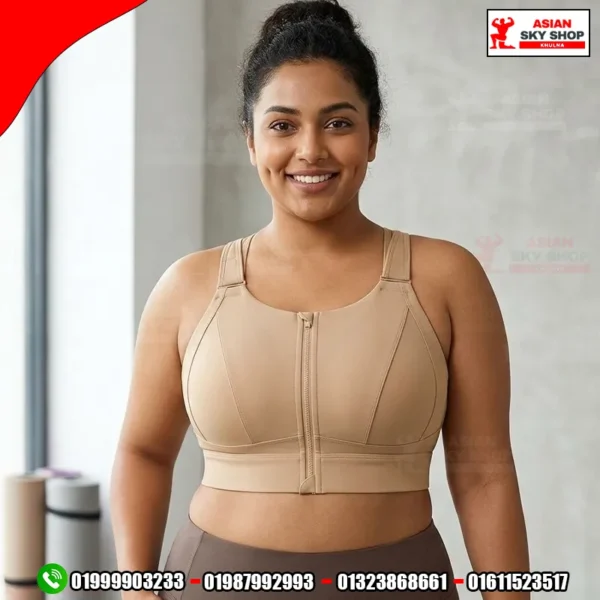 High Impact Zip Front Sports Bra - Full Support for Plus Size
