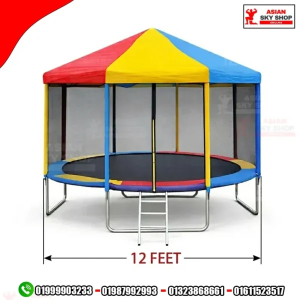 Trampoline with Safety Enclosure & Sunshade Tent 12ft