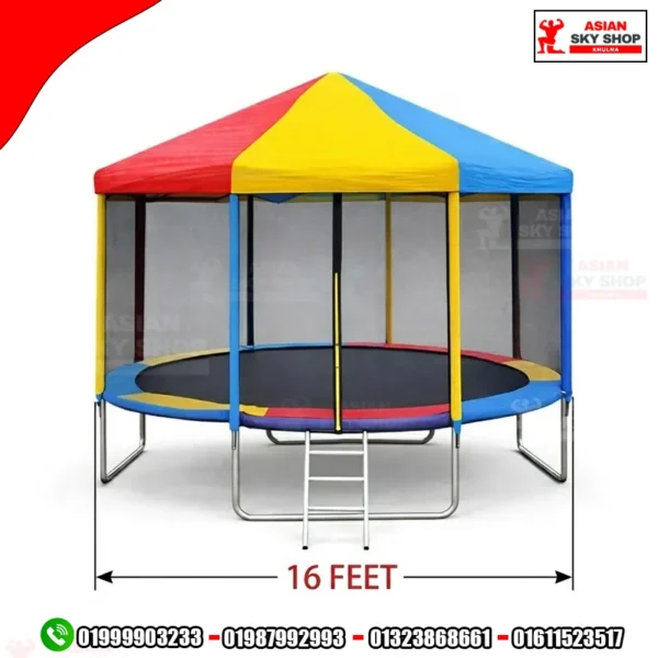 Trampoline with Safety Enclosure & Sunshade Tent 16ft