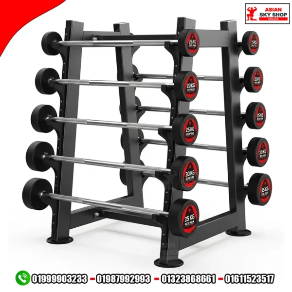 Commercial Heavy-Duty 10-Tier Fixed Barbell Rack