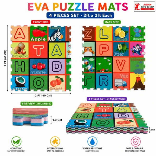 Alphabet Puzzle Mats 4 Pieces Set (2ft × 2ft Each)