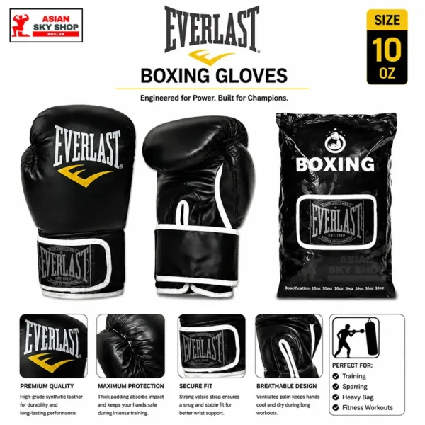 Everlast Boxing Gloves Black (Size - 10 Oz)