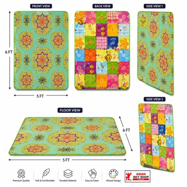 Baby Play Mat & Folding Floor Mat 6 FT × 5 FT