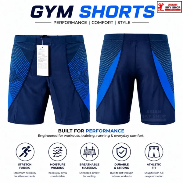 Men's Gym Shorts Navy & Royal Blue combination