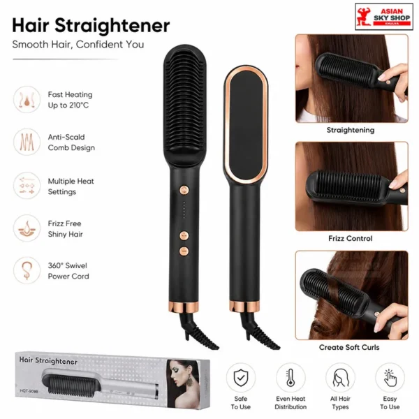 Hair Straightener Comb HQT-909B Black Colour
