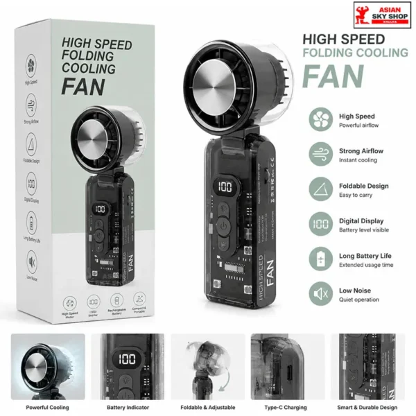 High Speed Transparent Folding Cooling Fan