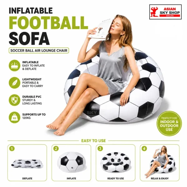 Inflatable Football Air Lounge Chair Sofa Soccer Ball 110×110×85 cm
