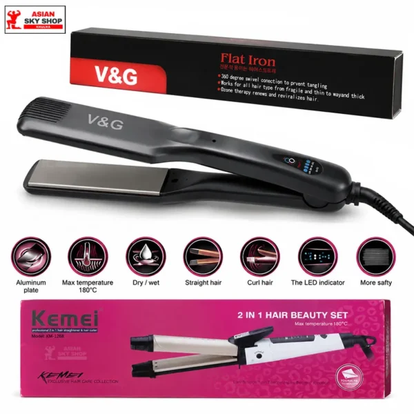 Kemei KM-1268 2 In 1 Hair Beauty Set Hair Curler