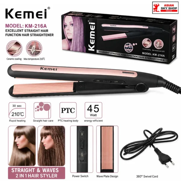 Kemei KM-216A / KM-216B Hair Straightener & Curler