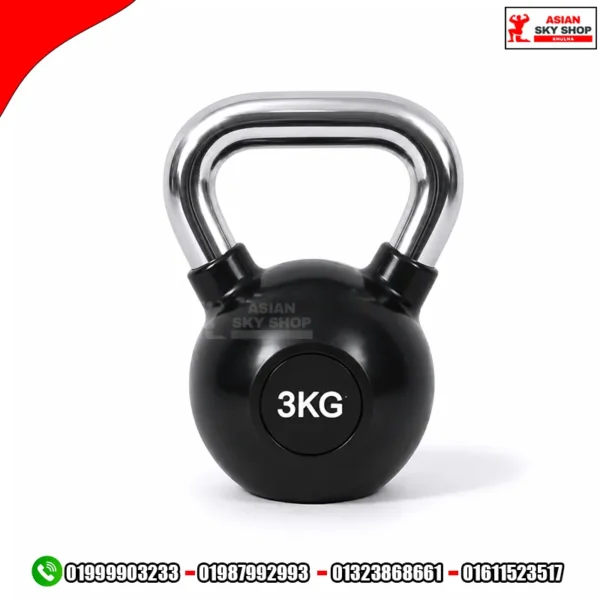 Kettlebell Dumbbell 3 KG-1 Piece Black & Silver
