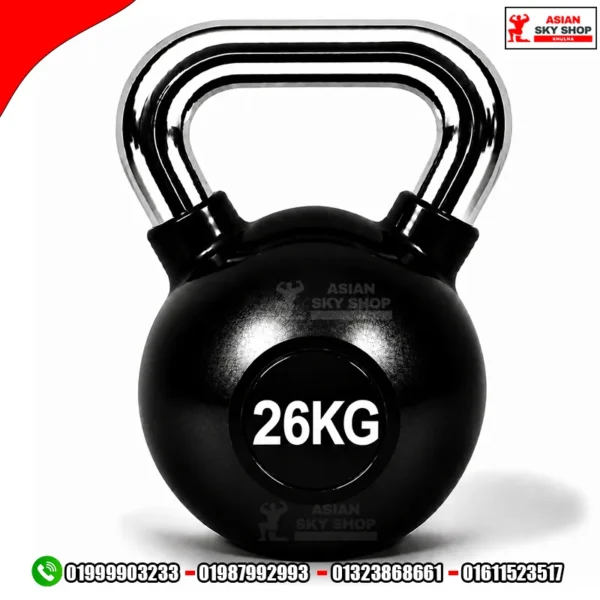 Kettlebell Dumbbell 26 KG-1 Piece Black & Silver