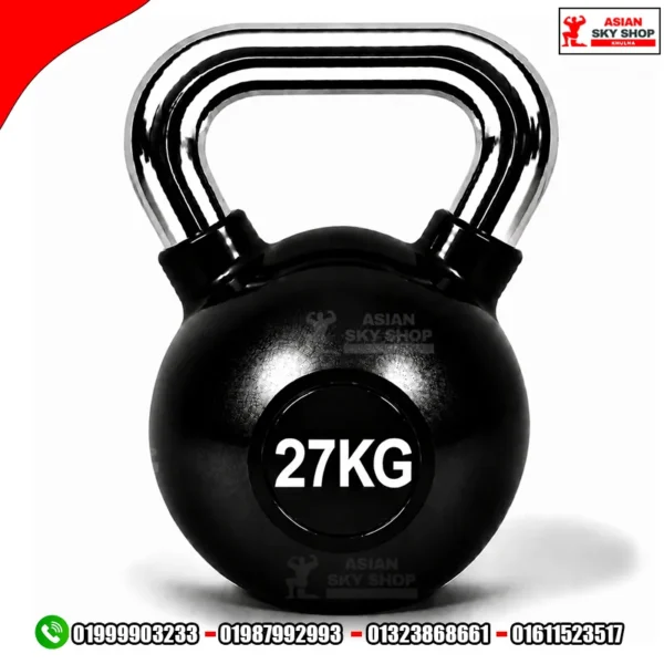 Kettlebell Dumbbell 27 KG-1 Piece Black & Silver