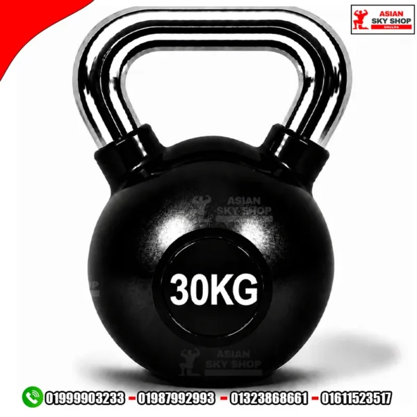 Kettlebell Dumbbell 30 KG-1 Piece Black & Silver Big Size