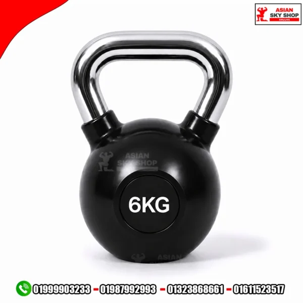 Kettlebell Dumbbell 6 KG-1 Piece Black & Silver