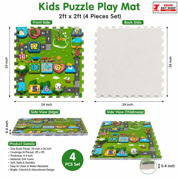 Kids Puzzle Play Mat (4 Pieces Set) (2ft × 2ft Each)