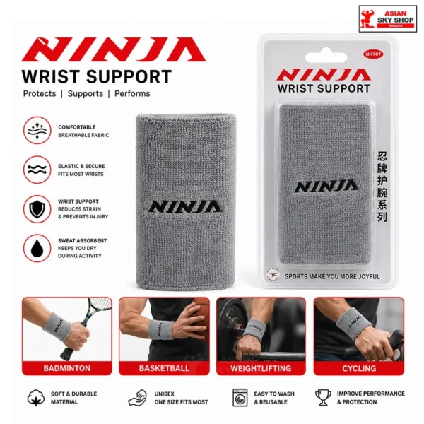 NINJA Wrist Support Band Grey Colour
