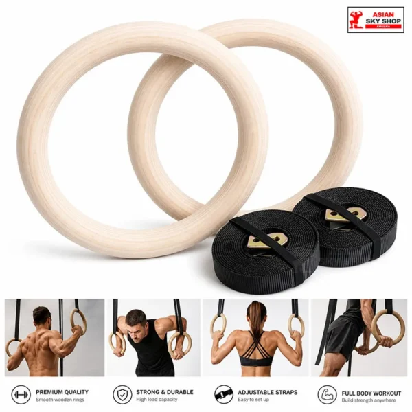 Premium Wooden Gymnastic Rings  Asian Sky shop khulna