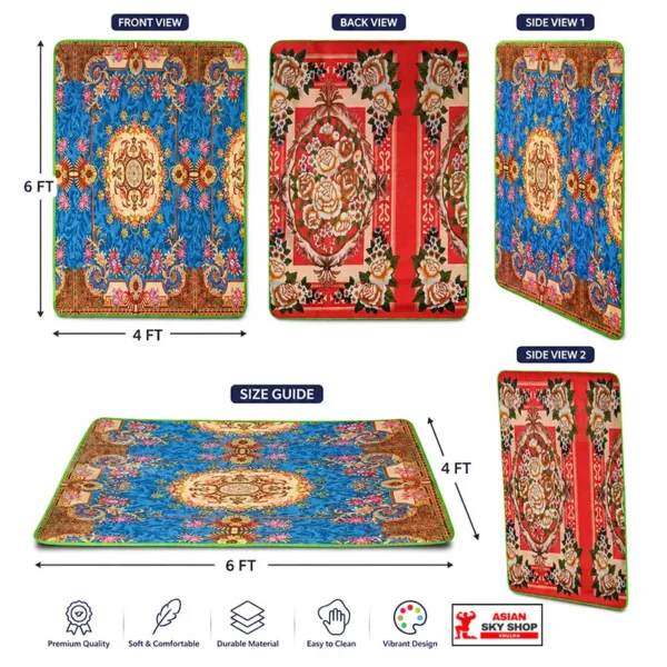 Floor Mat & Double-Sided Luxury Carpet  6 FT × 4 FT