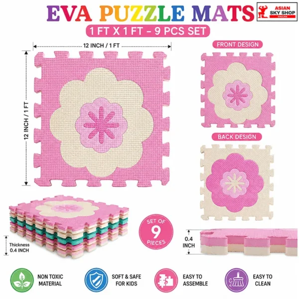 Puzzle Mats (9 Pieces Set) (1 FT × 1 FT Asian Sky Shop Khulna