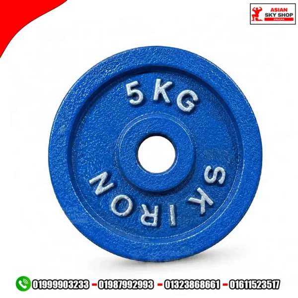 SK Iron 5kg Cast Iron Weight Plate Blue