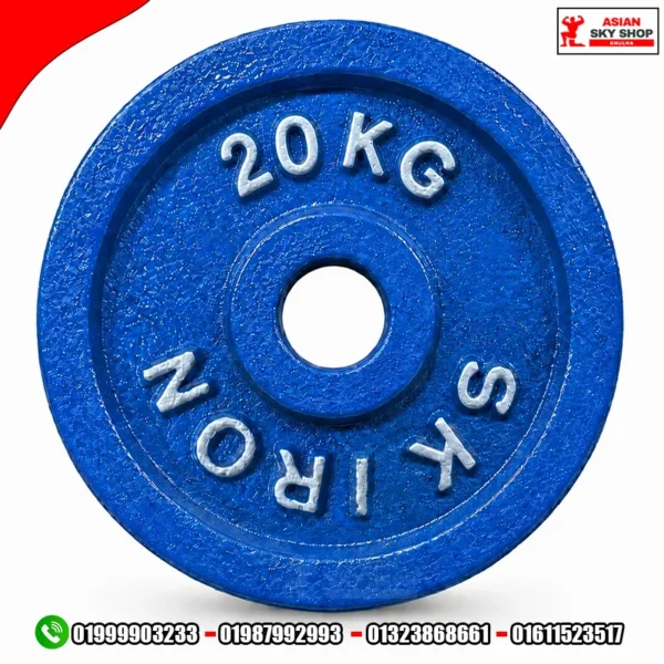 SK Iron 20kg Cast Iron Weight Plate Blue