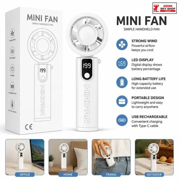 MINIFAN Simple Handheld Fan (With Smart LED Display)