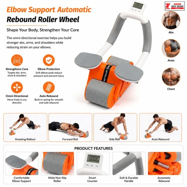 Single Wide Wheel Automatic Rebound Ab Roller