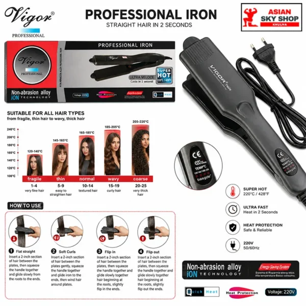 Vigor Professional Hair Straightener (Model: V288C)