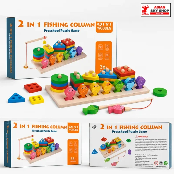 QIYI WOODEN 2 in 1 Fishing Column - Preschool Puzzle Game