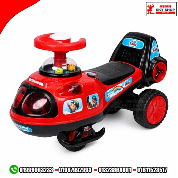 Helicopter & Airplane Theme Kids Ride On Push Car (Red)