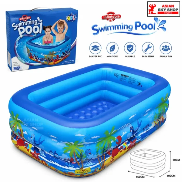 Inflatable Swimming Pool for Kids 150 cm × 102 cm × 50 cm