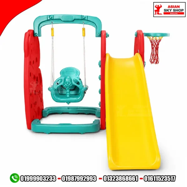 3-in-1 Premium Kids Playground Set Slide Swing Basketball Hoop