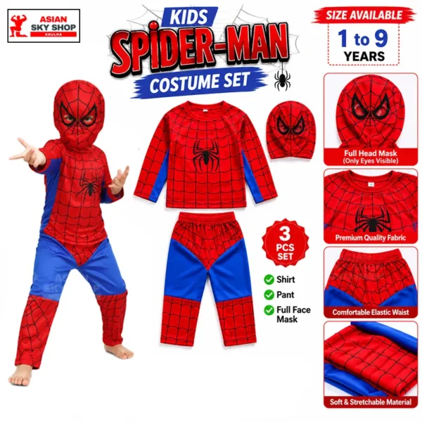 Kids Spider-Man Costume Set with Mask - Asian sky shop khulna