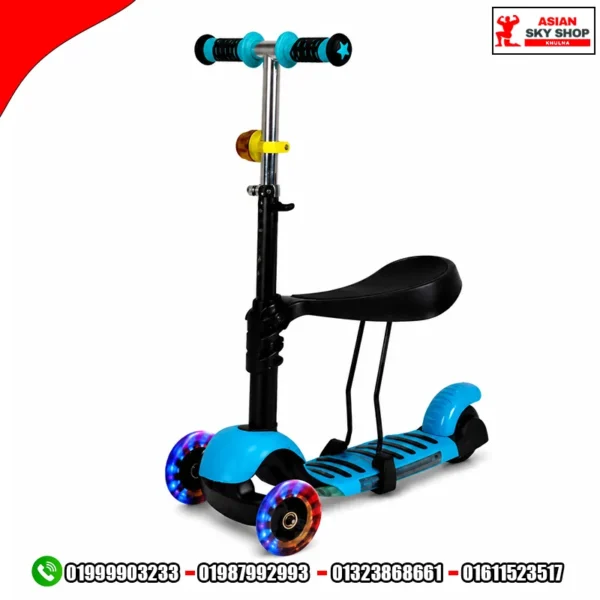2-in-1 Kids Kick Scooter with Folding Seat & LED PU Wheels