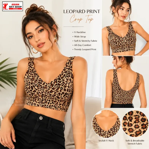 Leopard Print Crop Top & Seamless Bralette