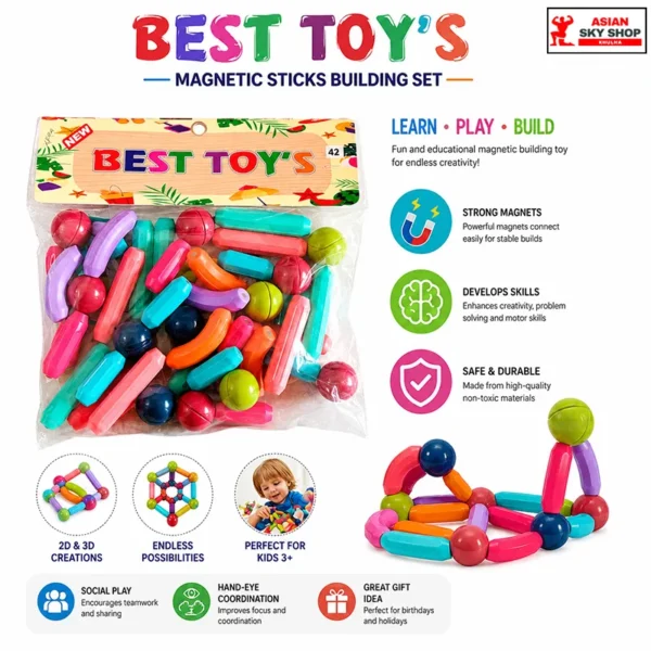Best Toy's Magnetic Sticks Building Set Asian Sky Shop khulna