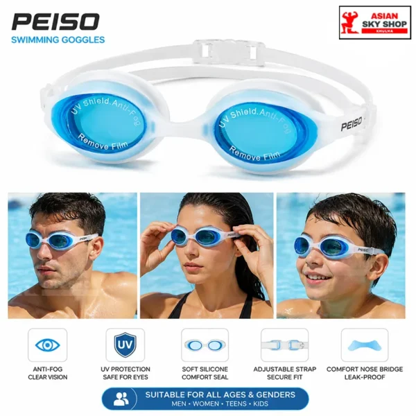 PEISO Swimming Goggles White & Sky Blue Color