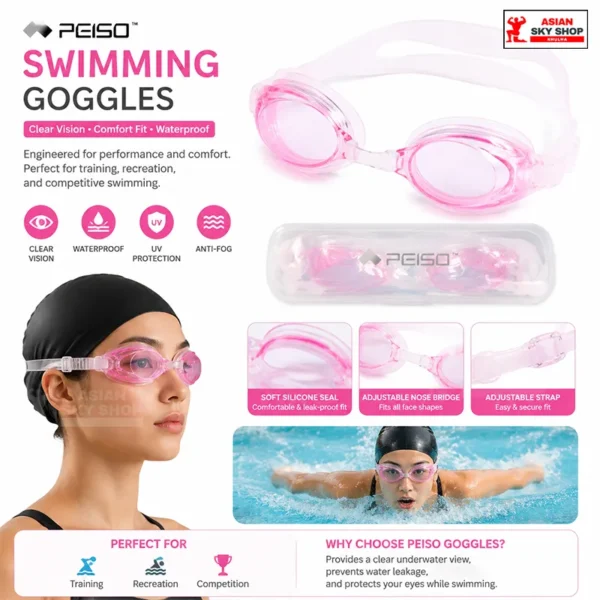 PEISO Swimming Goggles Clear Vision Pink Color
