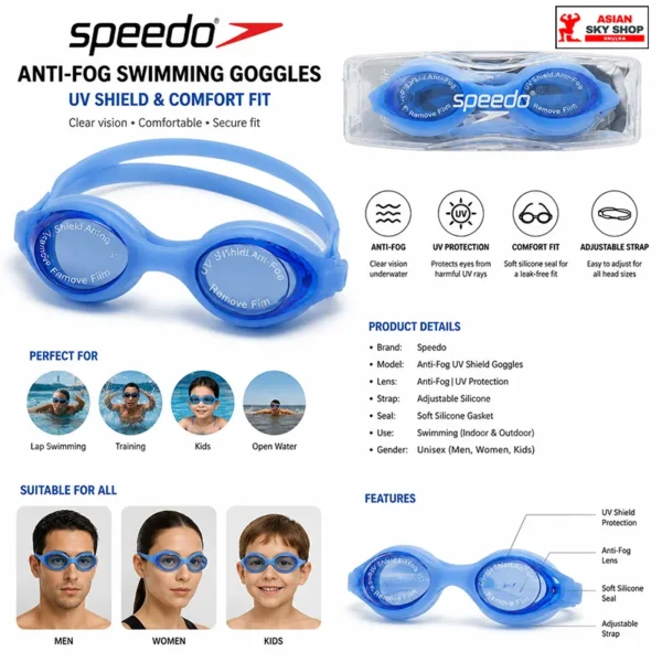 PEISO Swimming Goggles Clear Vision Blue Color