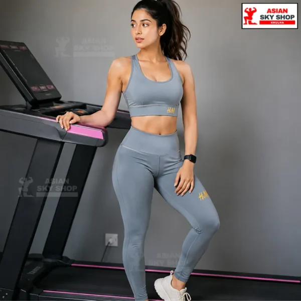 Women’s Premium Grey Seamless Fitness Yoga Set